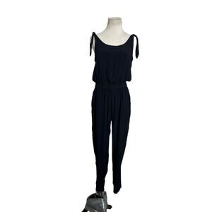 Madewell black sleeveless shoulder tie jumpsuit size Small